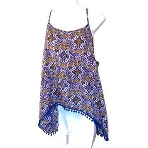 Blue & yellow paisley strap top open back by love blossom
